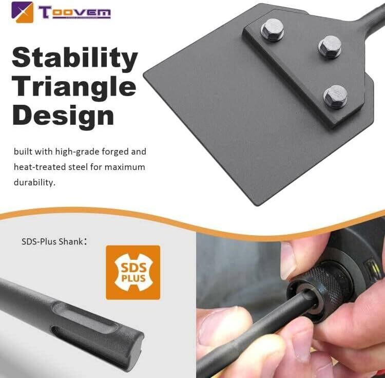 Toovem SDS Plus Floor Scraper with Spare Blades 4"x10'' Tile Removal Chisel Tool