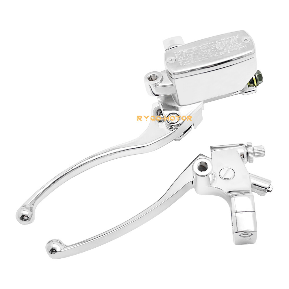 1" Motorcycle Handlebar Hydraulic Brake Master Cylinder & Clutch Lever Chrome