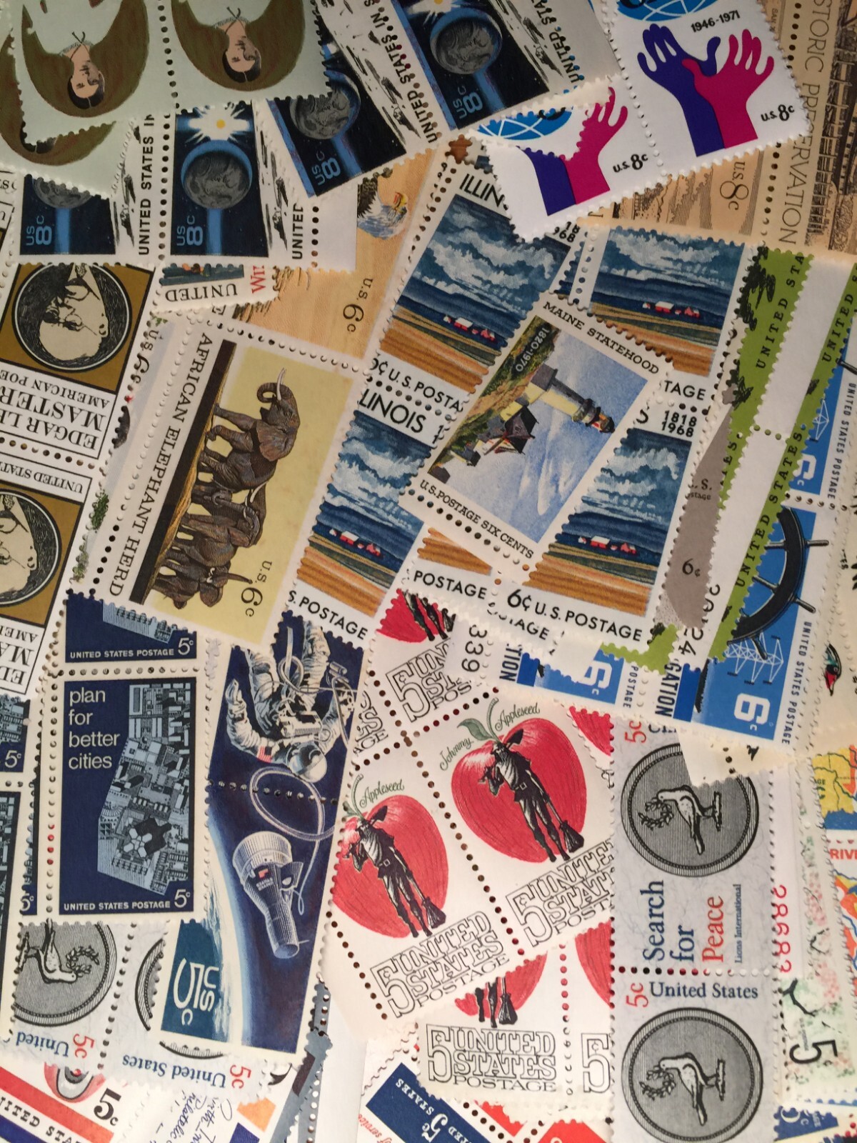 USA,VINTAGE,MID-CENTURY,MINT,UNUSED,LOT OF 40+ ALL DIFFERENT STAMPS, COLLECTION