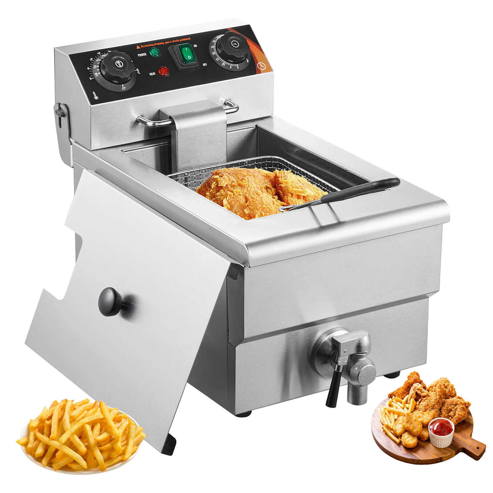 Commercial Electric Deep Fryer Countertop Deep Fryer 1500W 11.6Qt / 11L