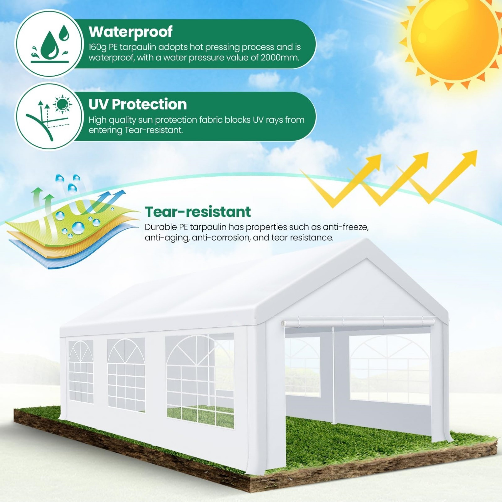 Heavy Duty 20x40ft Party Tent Outdoor Garage Commercial Carport with Sidewalls