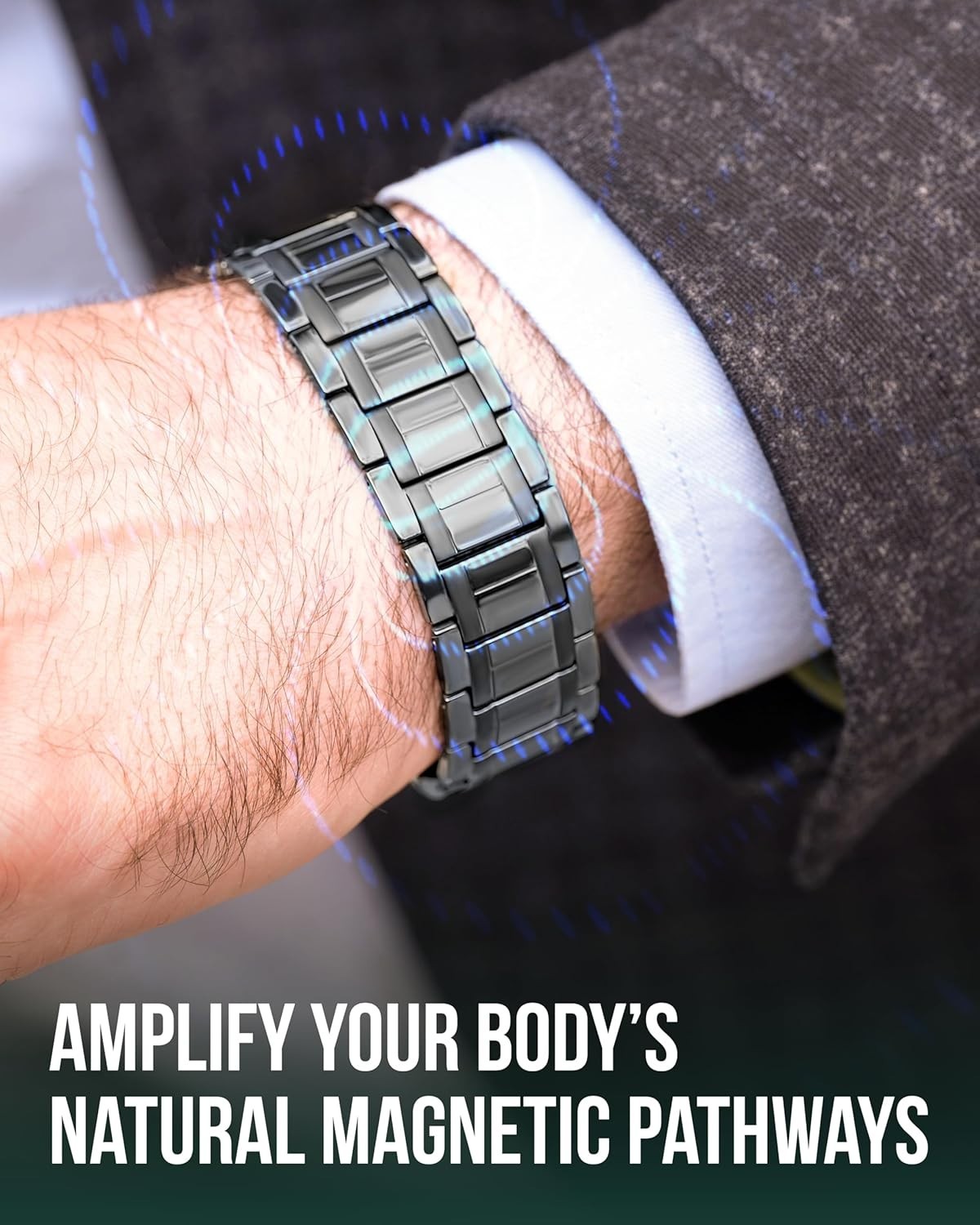 MagnetRX® 3X Strength Magnetic Bracelets for Men Titanium Bracelet (Gunmetal)