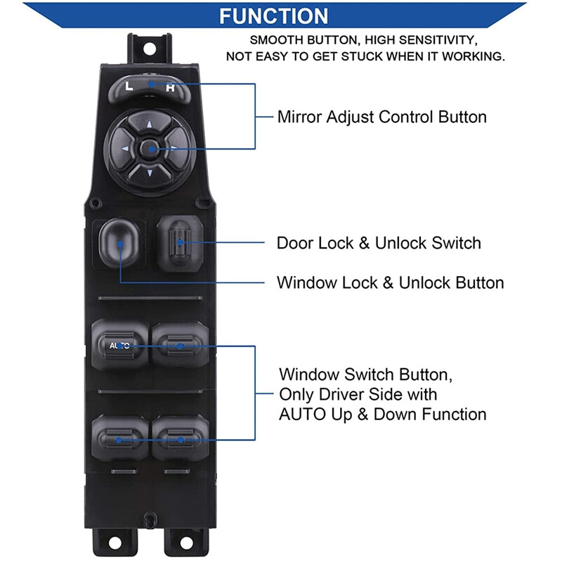 Power Window Control Switch+Bezels Black 68171680AA for 02-09 Dodge Ram1500-3500