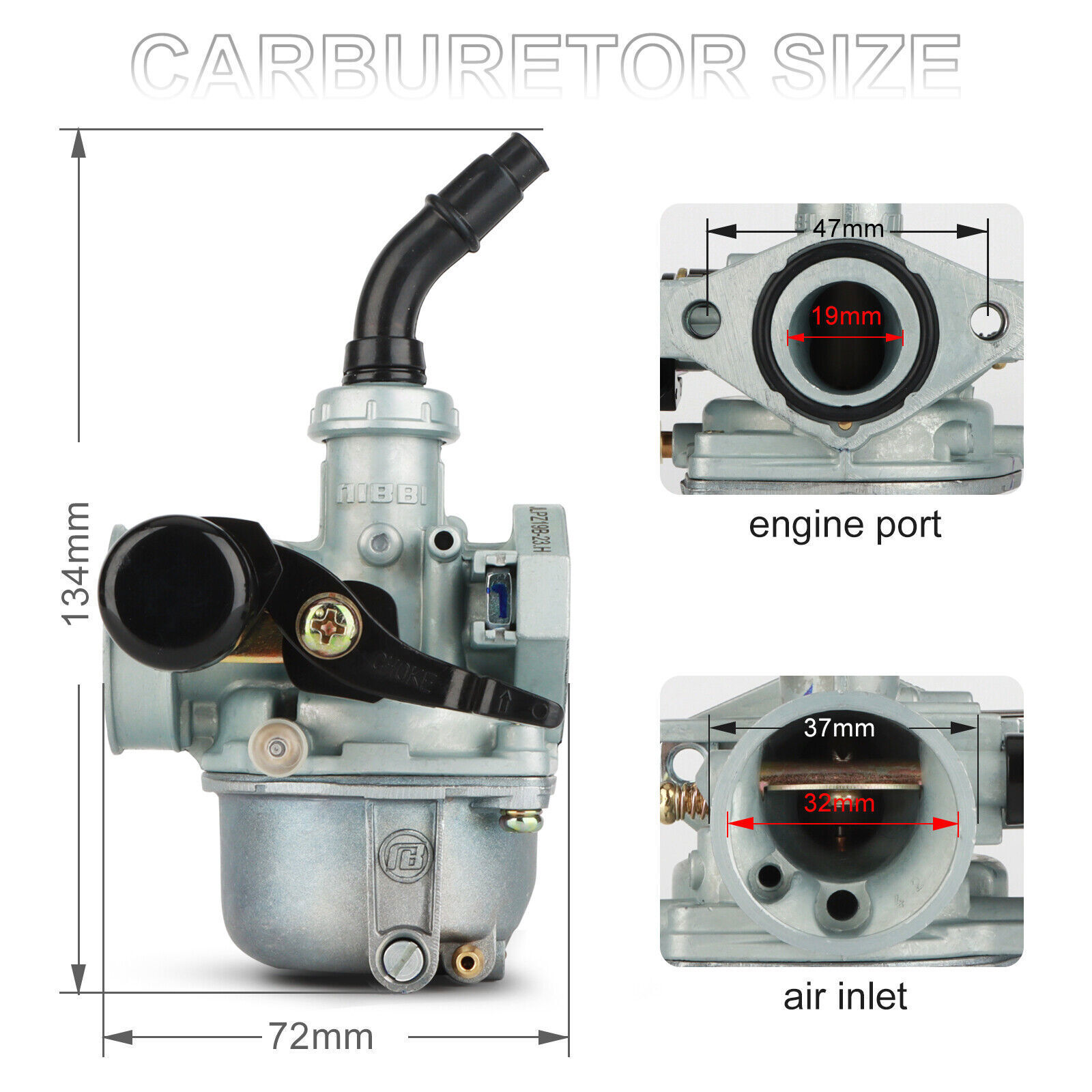 NIBBI PZ19 Carburetor For Honda XR 70 R CRF 70 F XR70 CRF70 PB12H PB12K 70F#K72