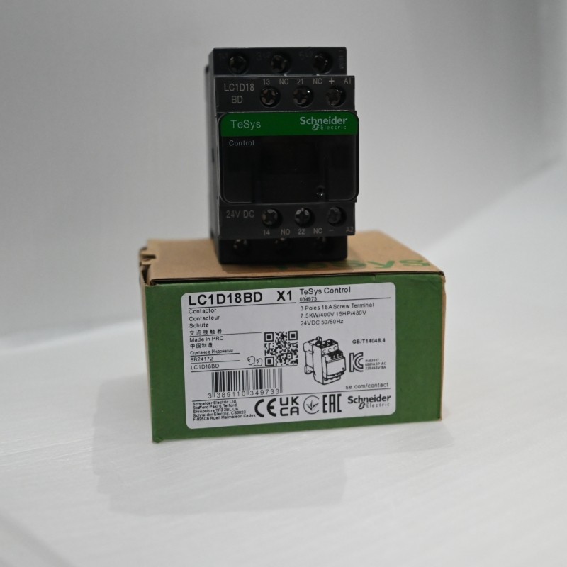 LC1D18BD Schneider New Contactor: 3 - phase 3 NO 24VDC coil In - stock in the US