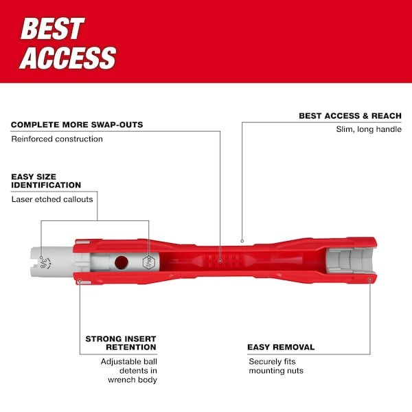 Milwaukee Tool 48-22-7100 Faucet Wrench,Metal,3/32" Hex Sz,13.8" L