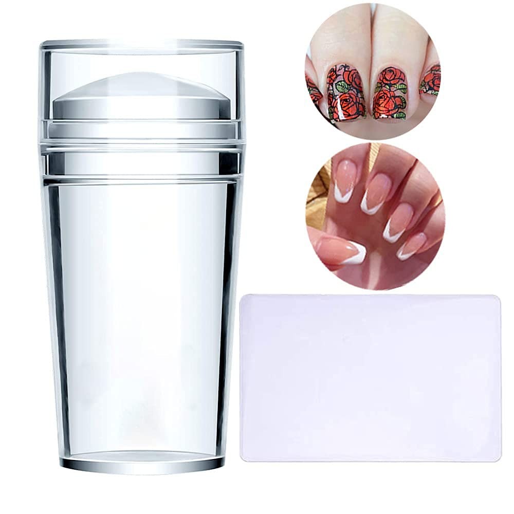 Silicone Head Nail Stamp Set with Scraper French Nail Art Template DIY Tool Lot