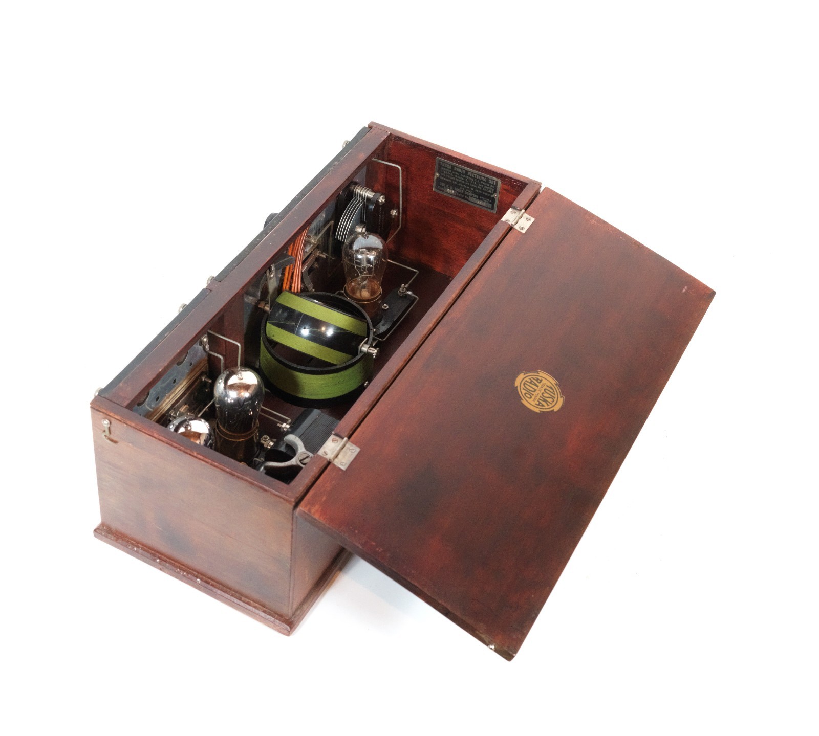 1922 Tuska 225 Split-Panel Radio w/Brass Base Tipped Tubes * Excellent * Works