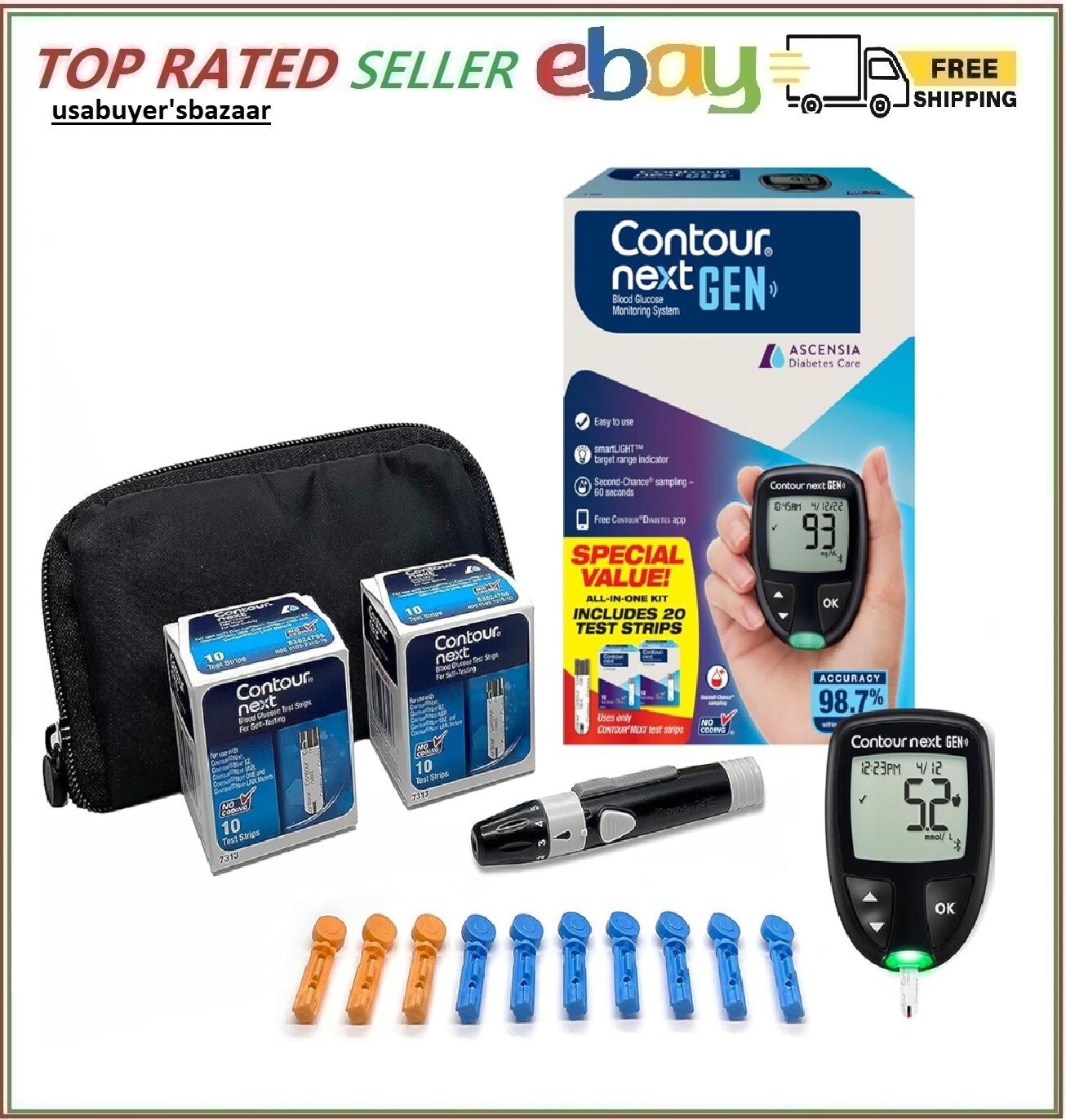 CONTOUR NEXT GEN Blood Glucose Monitoring System – All-In-One Kit for Diabetes w