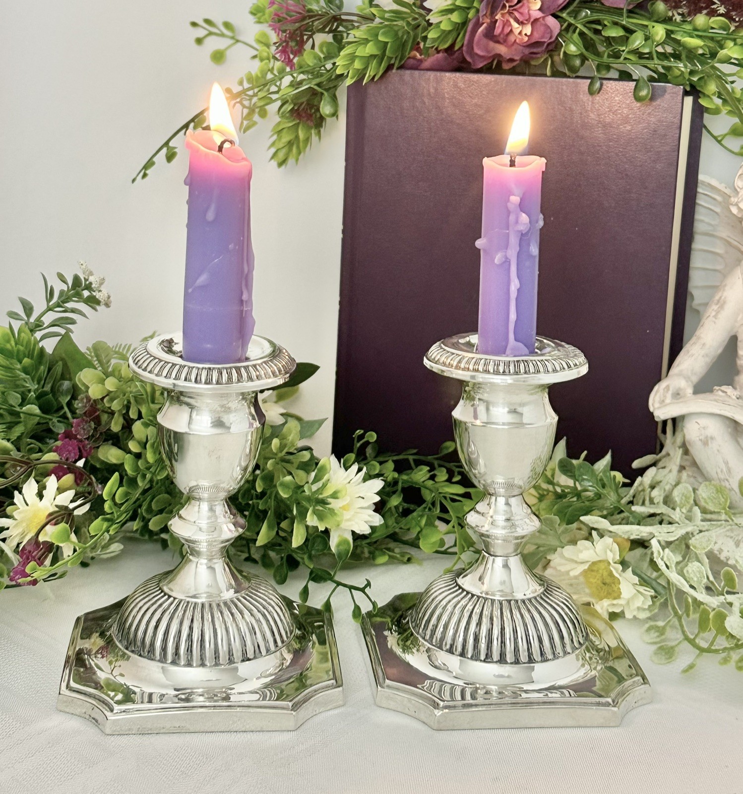 Sterling Hunt Silver Georgian Reproduction Sterling Candlesticks Candle Holders