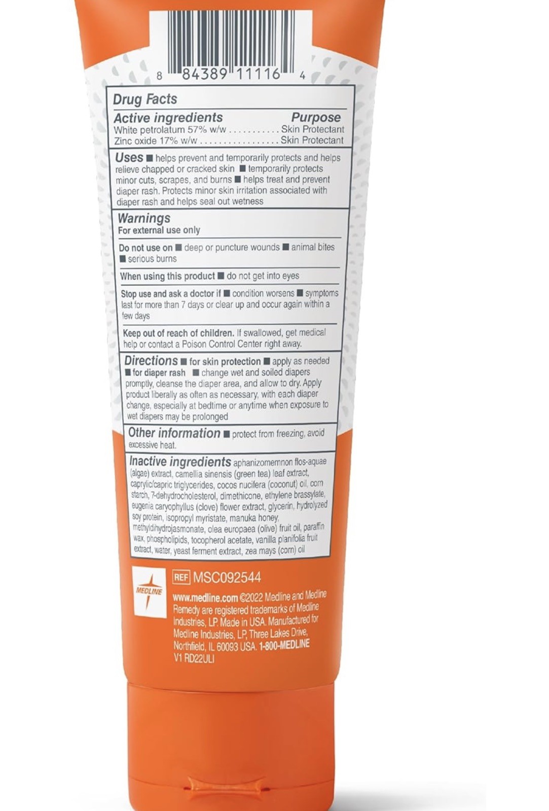 Medline Remedy Zinc Oxide Paste Skin Protectant, Vanilla Scent, 4 OZ, 2 pack