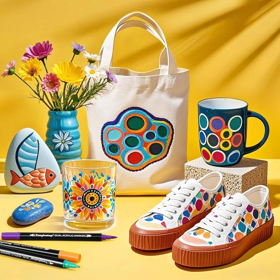 72 Colors Art Paint Markers, Dual Tip Acrylic Paint Pens with Brush Tip & Fi