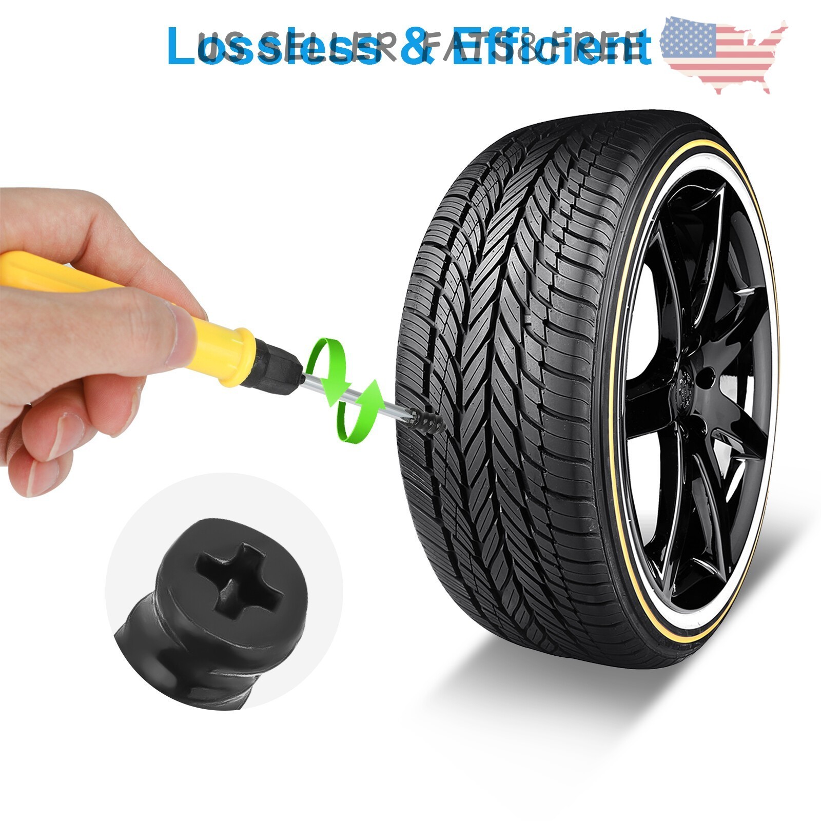 100Pcs Tire Repair Rubber Nails Tyre Puncture Repair Screws Kit w/ Screwdriver