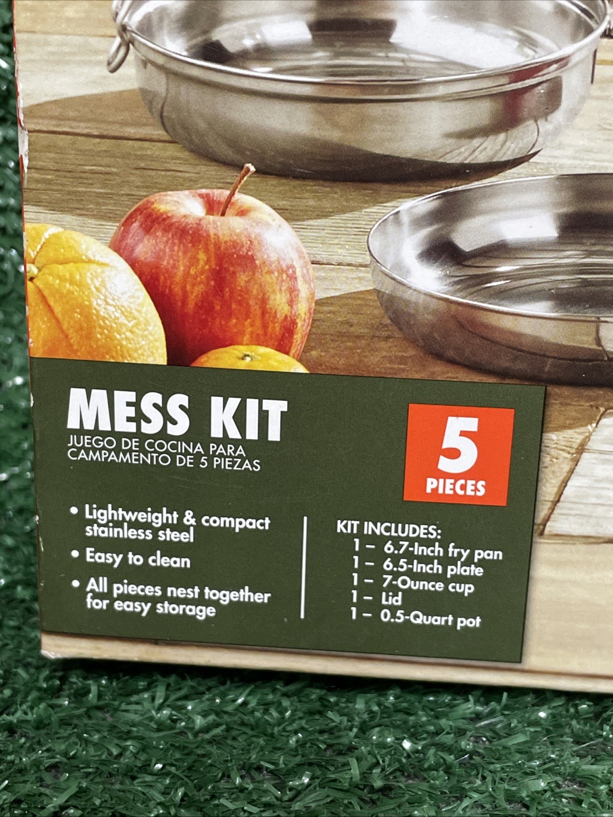 Ozark Trail Stainless Steel 5 Piece Camping Mess Kit Outdoor Cooking Compact