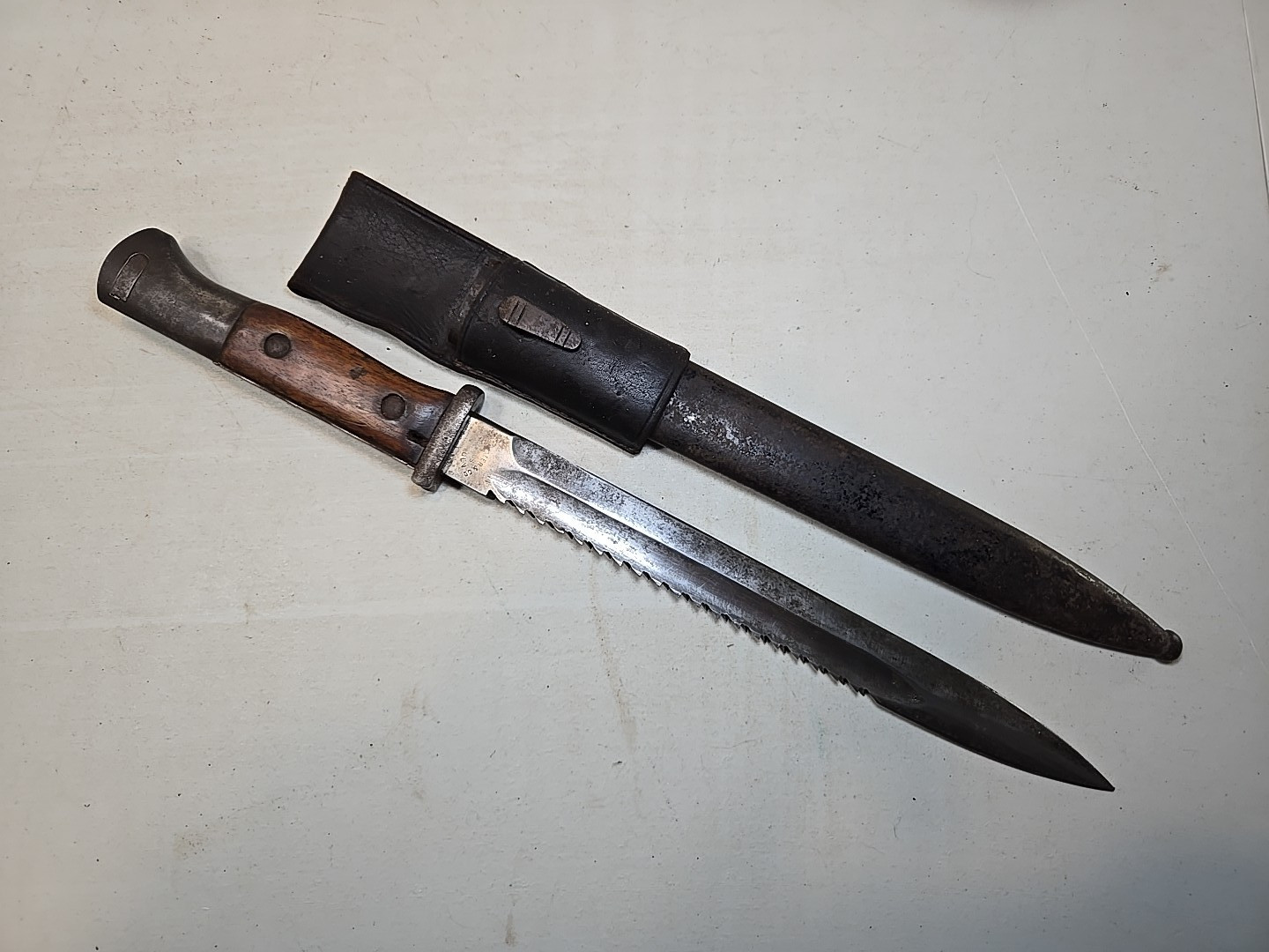 WWI German Prussian S84 K98 Sawback Bayonet w/Scabbard + Frog - Koeller Solingen