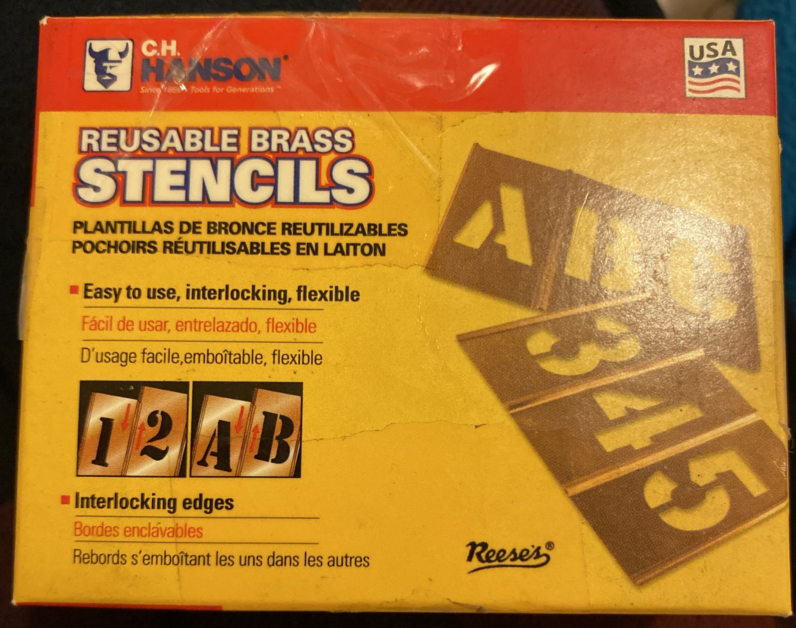 C.H. Hanson Brass Interlocking Stencil Number Set 1/2 Inch