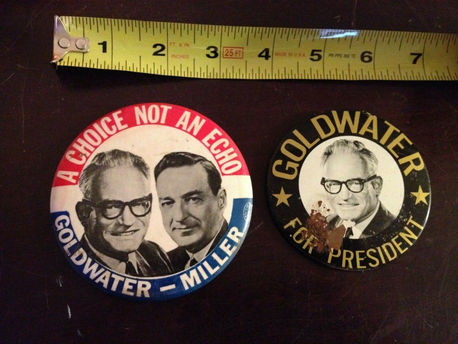 A CHOICE NOT AN ECHO GOLDWATER – MILLER JUGATE PIN BUTTON