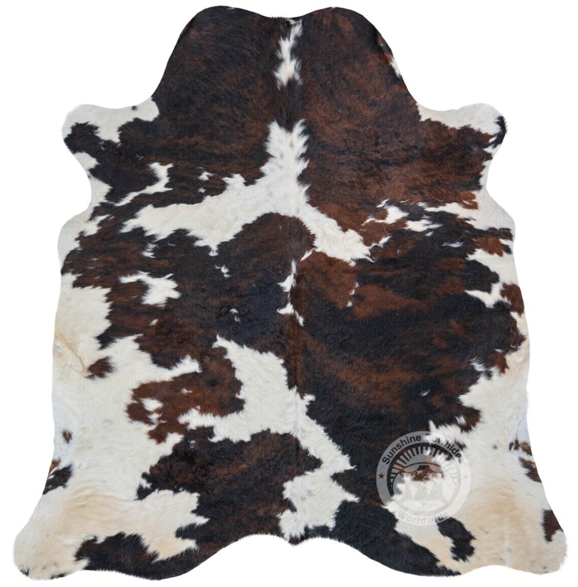 Real Tricolor Cowhide Rug - Size 6x7-8'