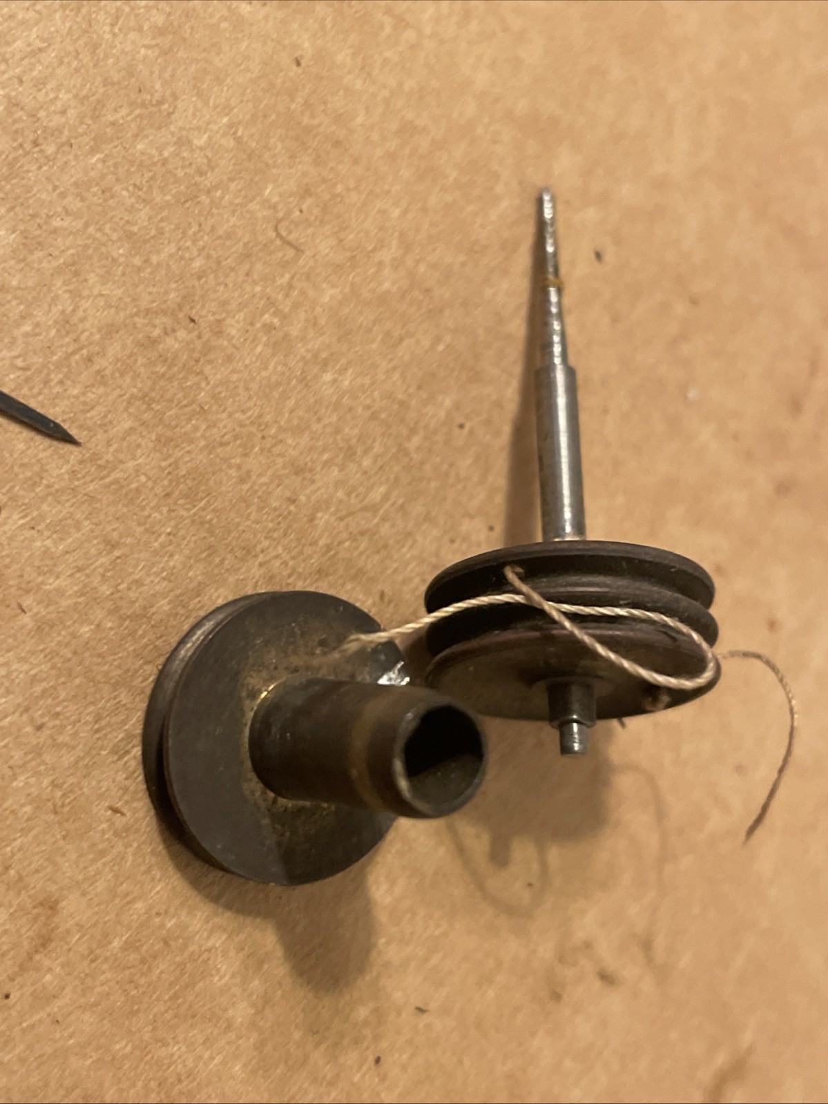 Antique English Barometer Brass Back Plate & Pulley Parts