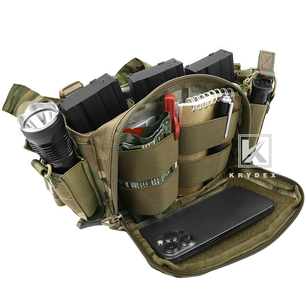 KRYDEX Tactical D3CRM Chest Rig 5.56 / 7.62 Rifle Pistol Magazine Pouch Placard