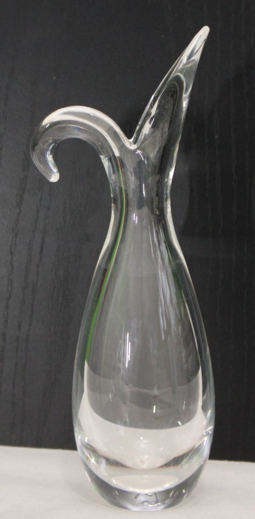 Steuben Signed Clear Art Glass Sheard Rim Pitcher Plant Vase