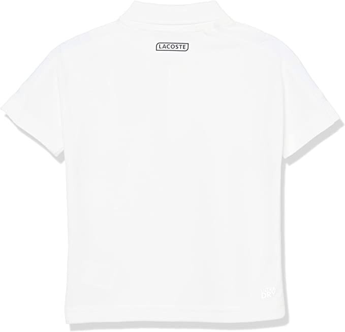 Lacoste BOYS Petit Pique Polo Shirt WHITE -001/NAVY BLUE 100% POLY WITH EMB X