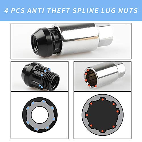 24Pcs Anti Theft Spikes Extended Tuner Wheel/Rims Lug Nut M14X1.5+Socket() Red