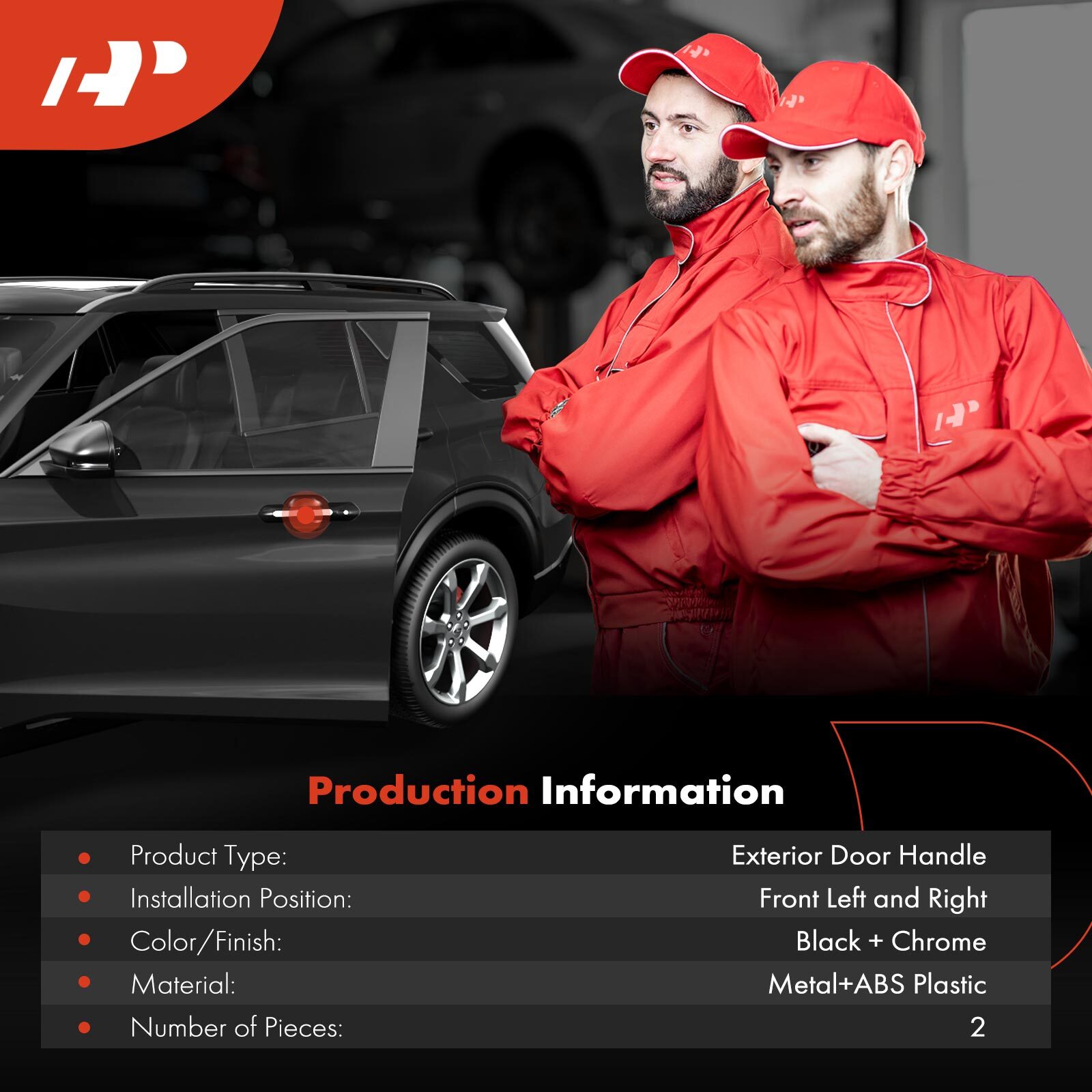 A-Premium 2x Front Textured Black Out Door Handle for Toyota Tacoma 1995-2004