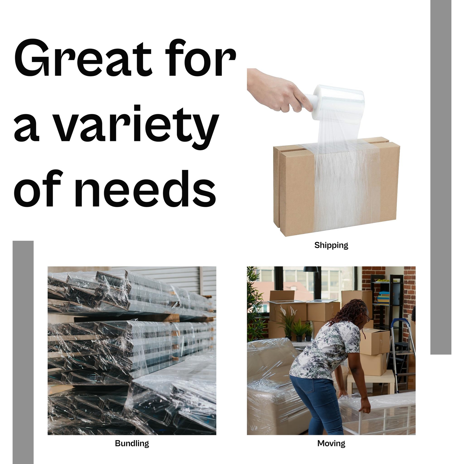 5" x 1000' 12 Rolls Extended Core Down Gauge Shrink Wrap Stretch Film 45 Gauge