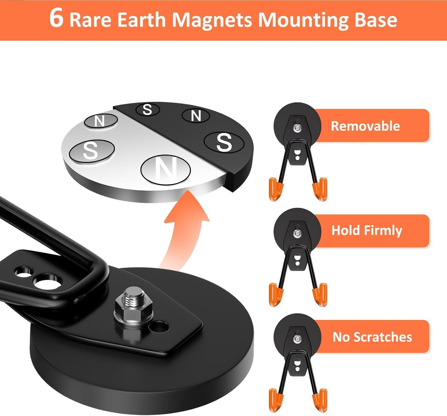 Strong Magnetic Hooks Heavy Duty 4 Pack Garage Rare Earth Magnets Utility