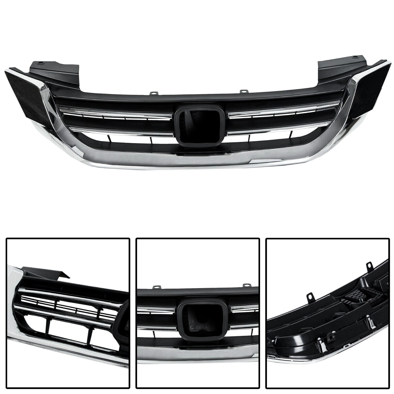 Black & Chrome Front Bumper Hood Grille for Honda Accord 4d 2013-2015 2014