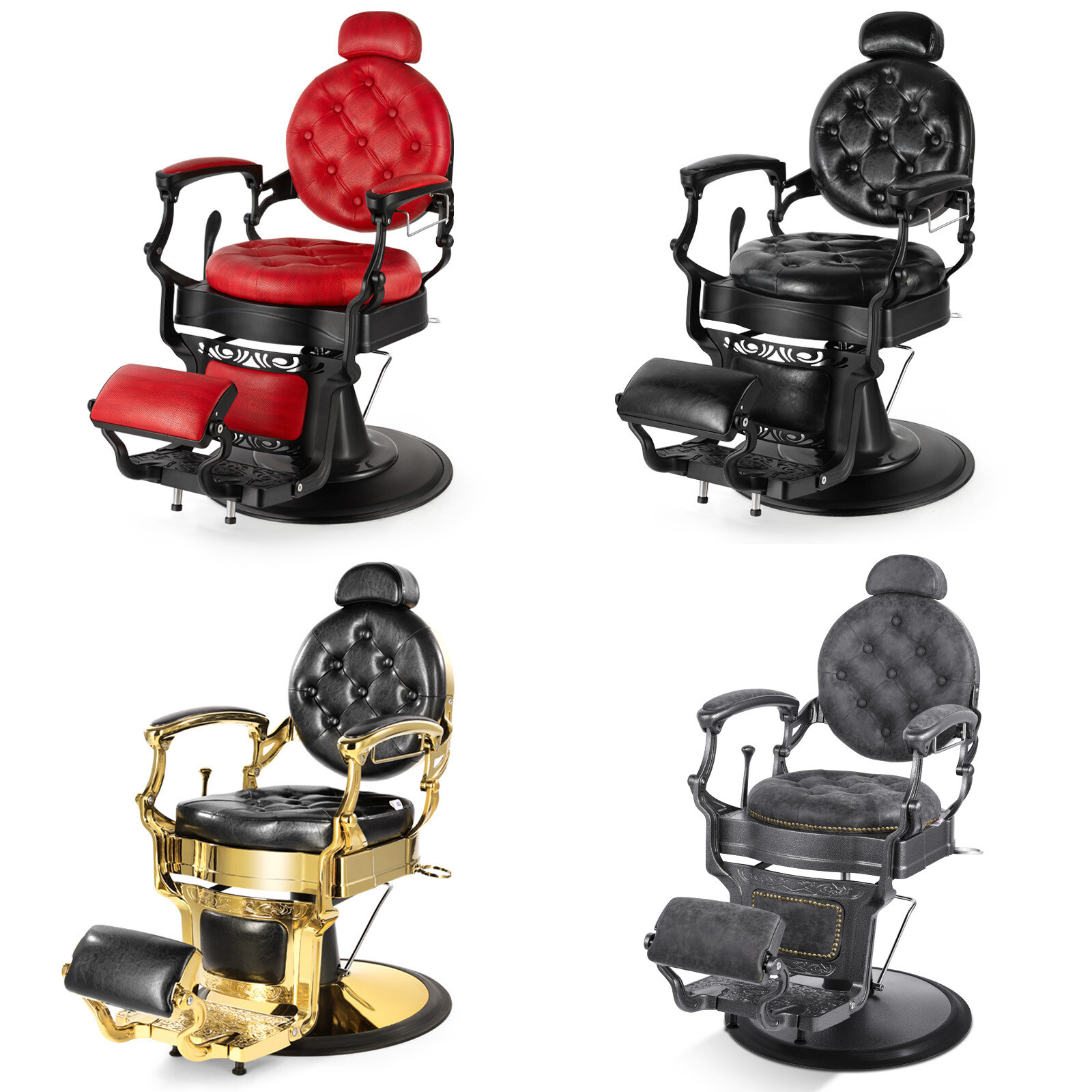 Vintage Heavy Duty Hydraulic Barber Chairs Reclining Salon Beauty Hair Stylings