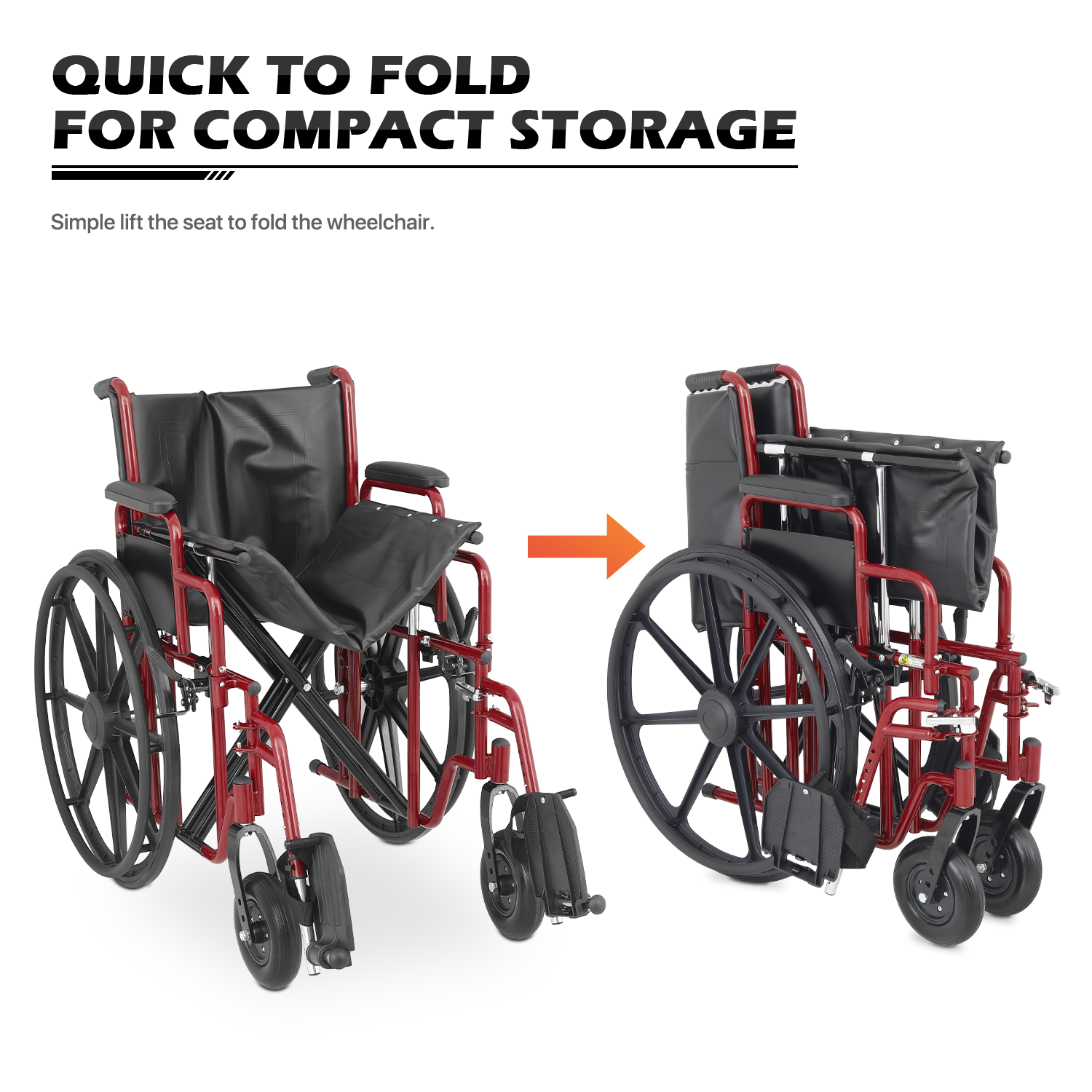 [FDA APPROVED]Foldable Manual Medical Economy Wheelchair w/Adjustable Foot Rest