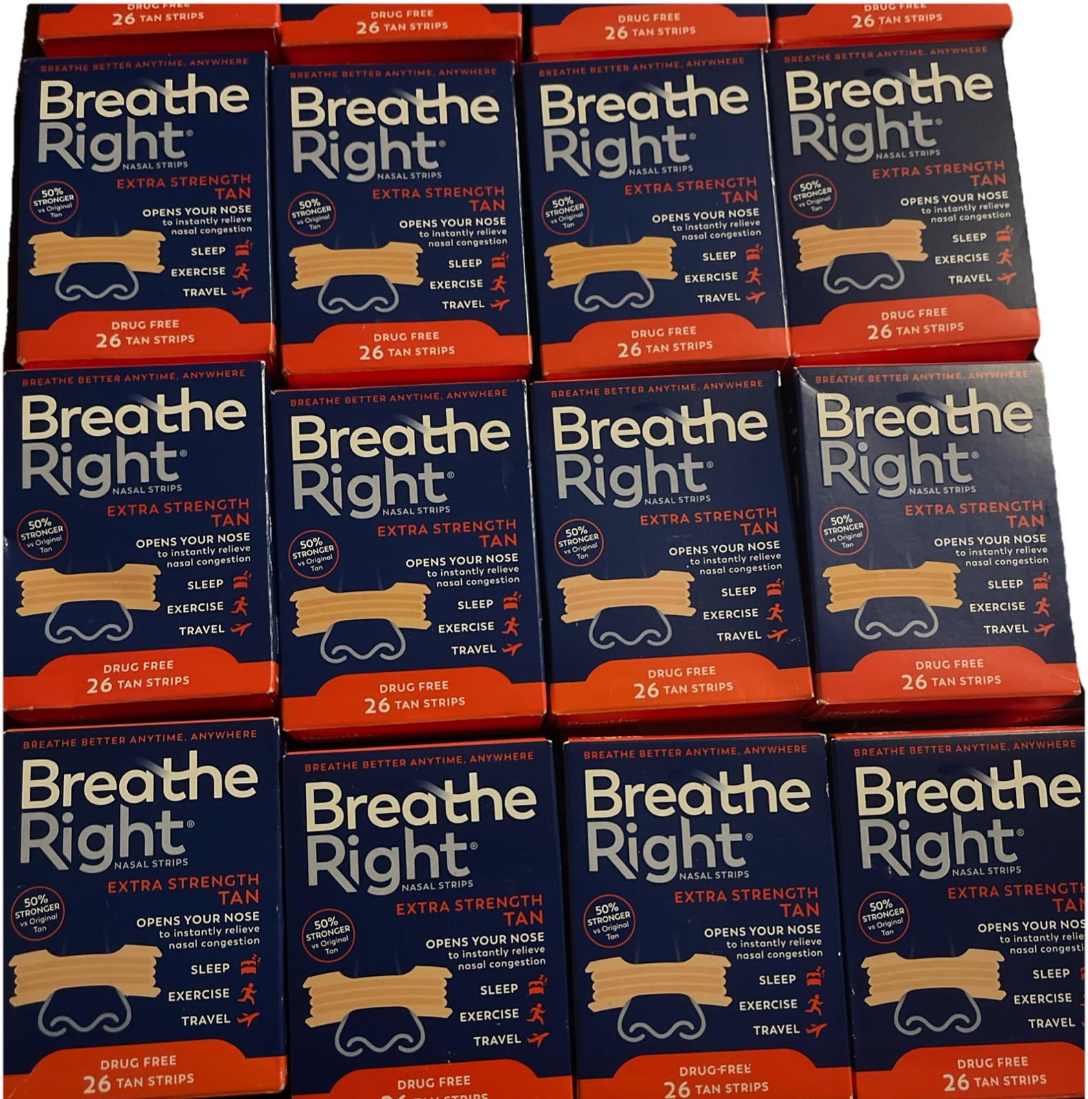 260 BREATHE RIGHT NASAL STRIPS EXTRA STRENGTH TAN 10X26=260  CT Boxes EXP 2029