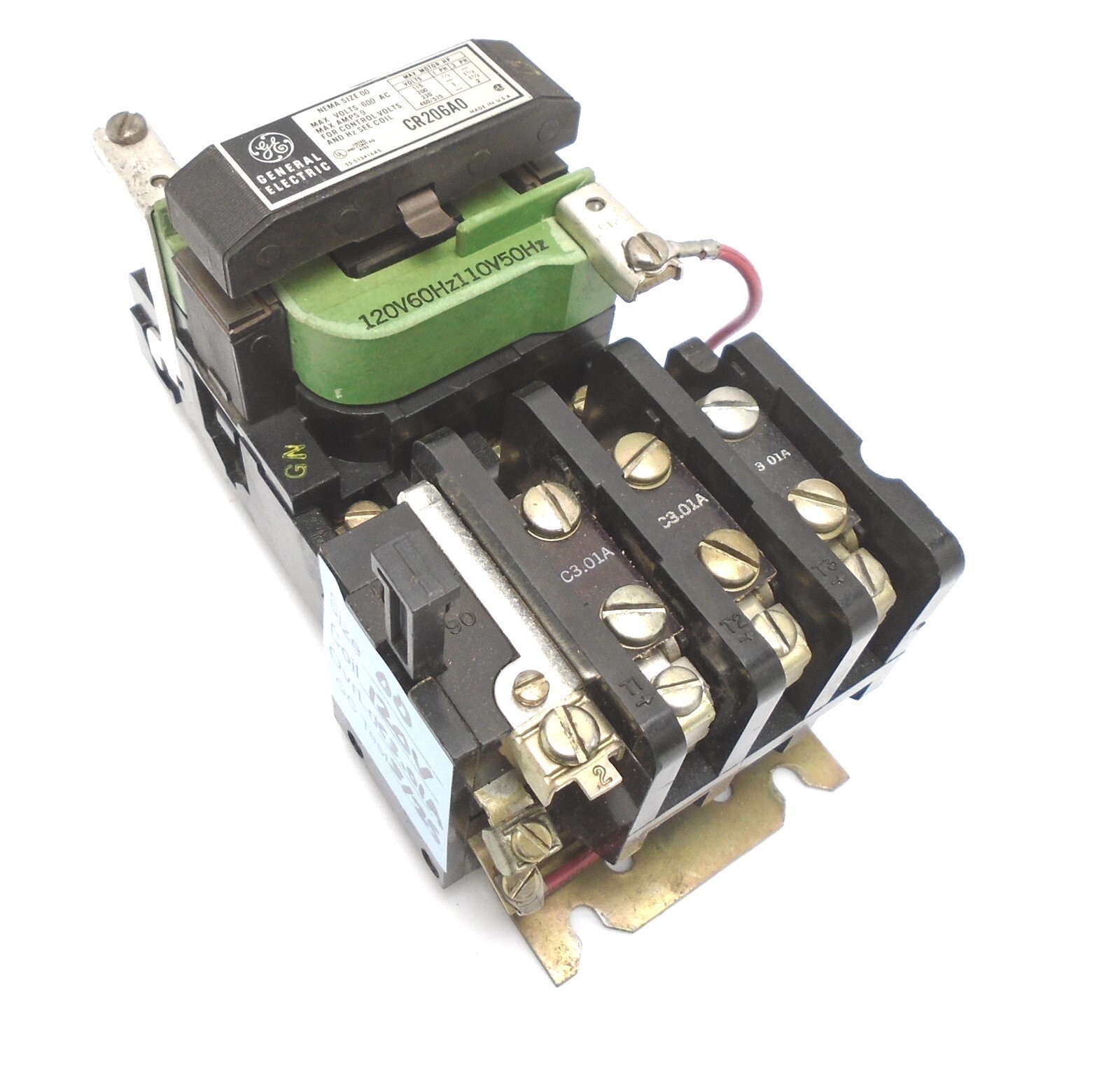 GE - CR206A0 - SIZE 00 STARTER CONTACTOR 9A - 115-575V - 1/3-2HP - 110/120V Coil