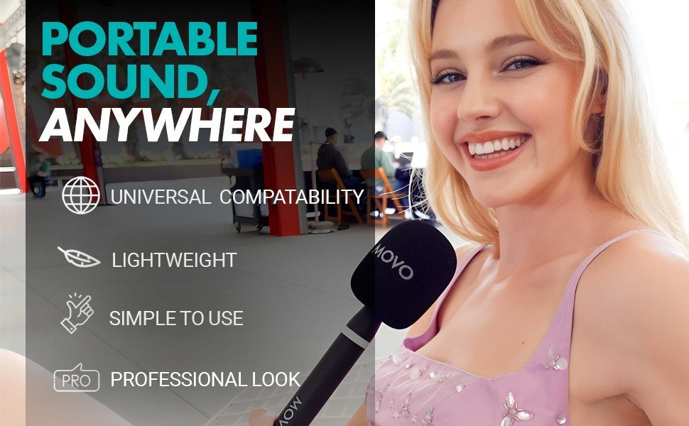 Movo WMX-HM2 Wireless Microphone Handle Handheld Interview Grip with Mic Holder