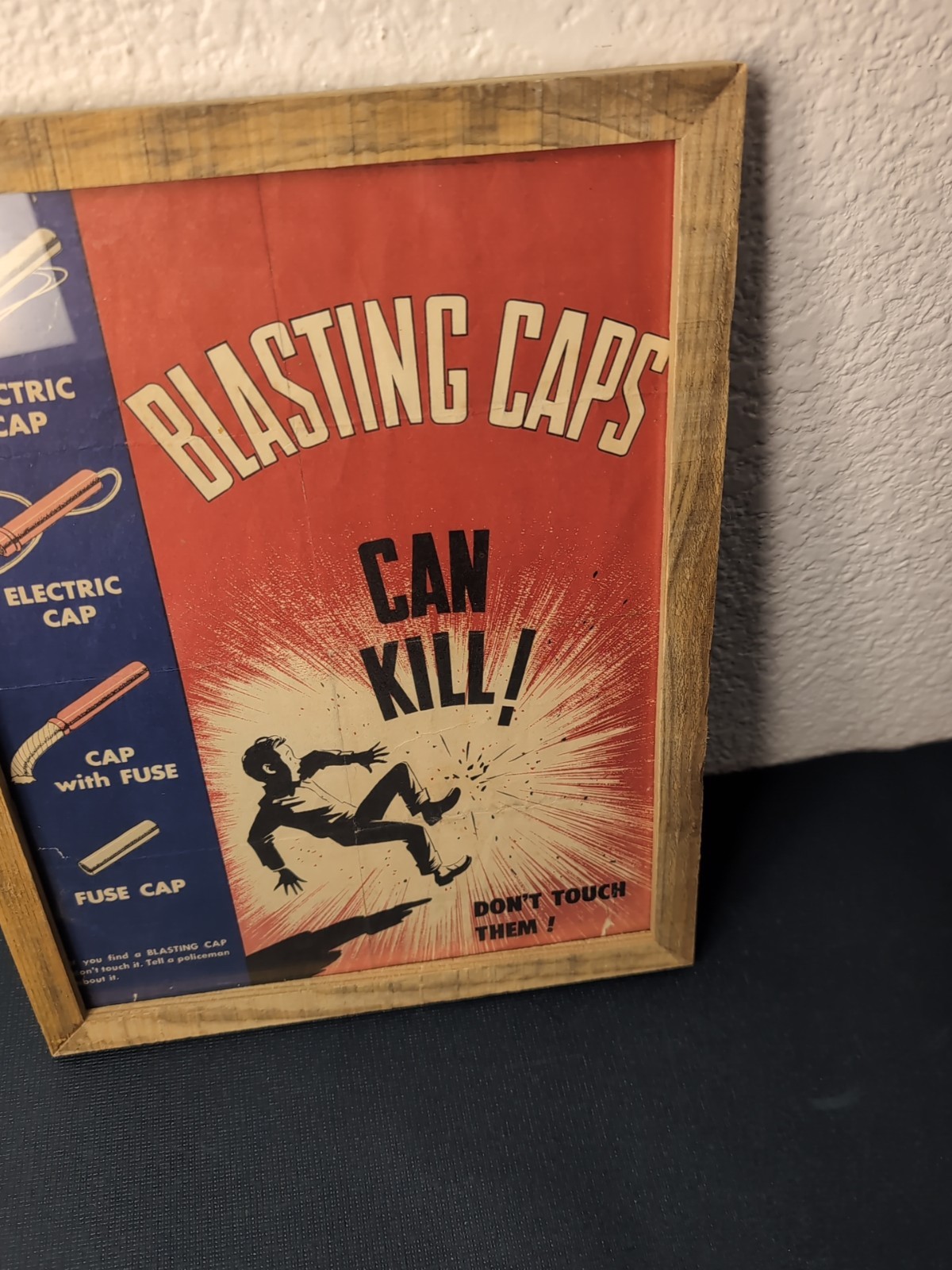 Vintage Blasting Caps Mine Safety Poster "Blasting Caps Can Kill!" 12x9