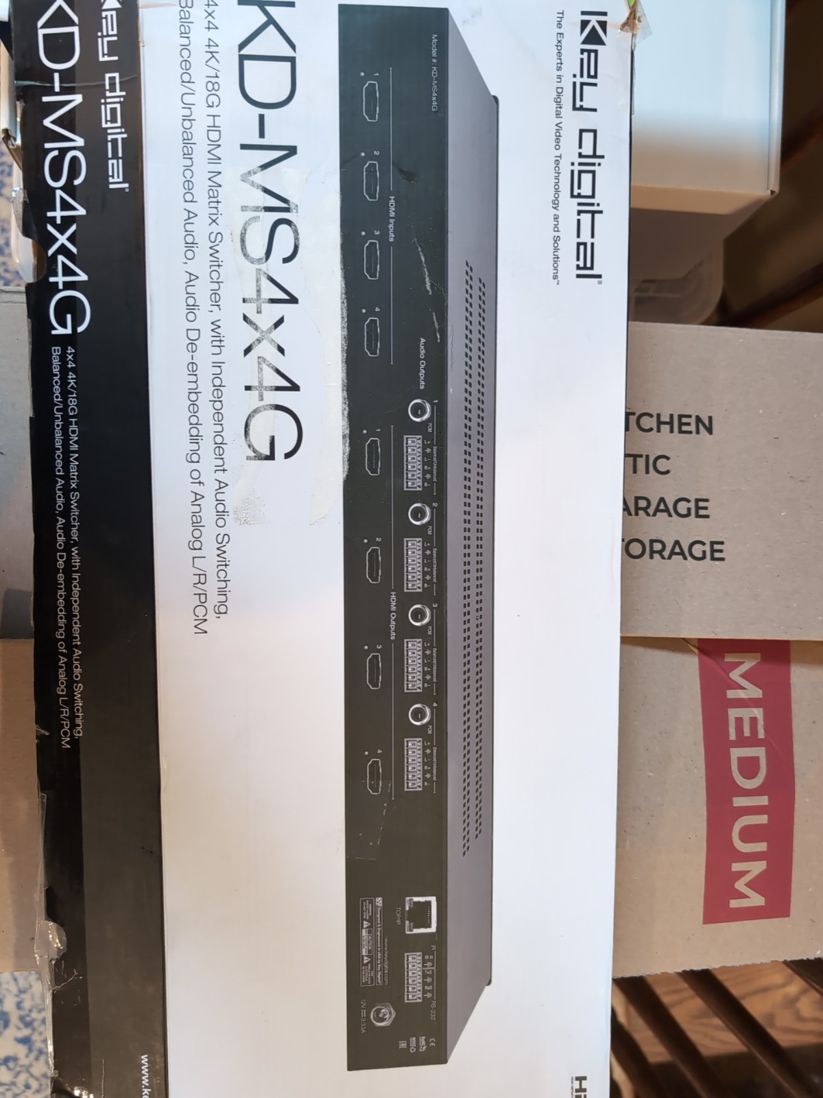 KD-MS4x4G 4x4 4K 18G HDMI Matrix Switch with Independent Audio Routing