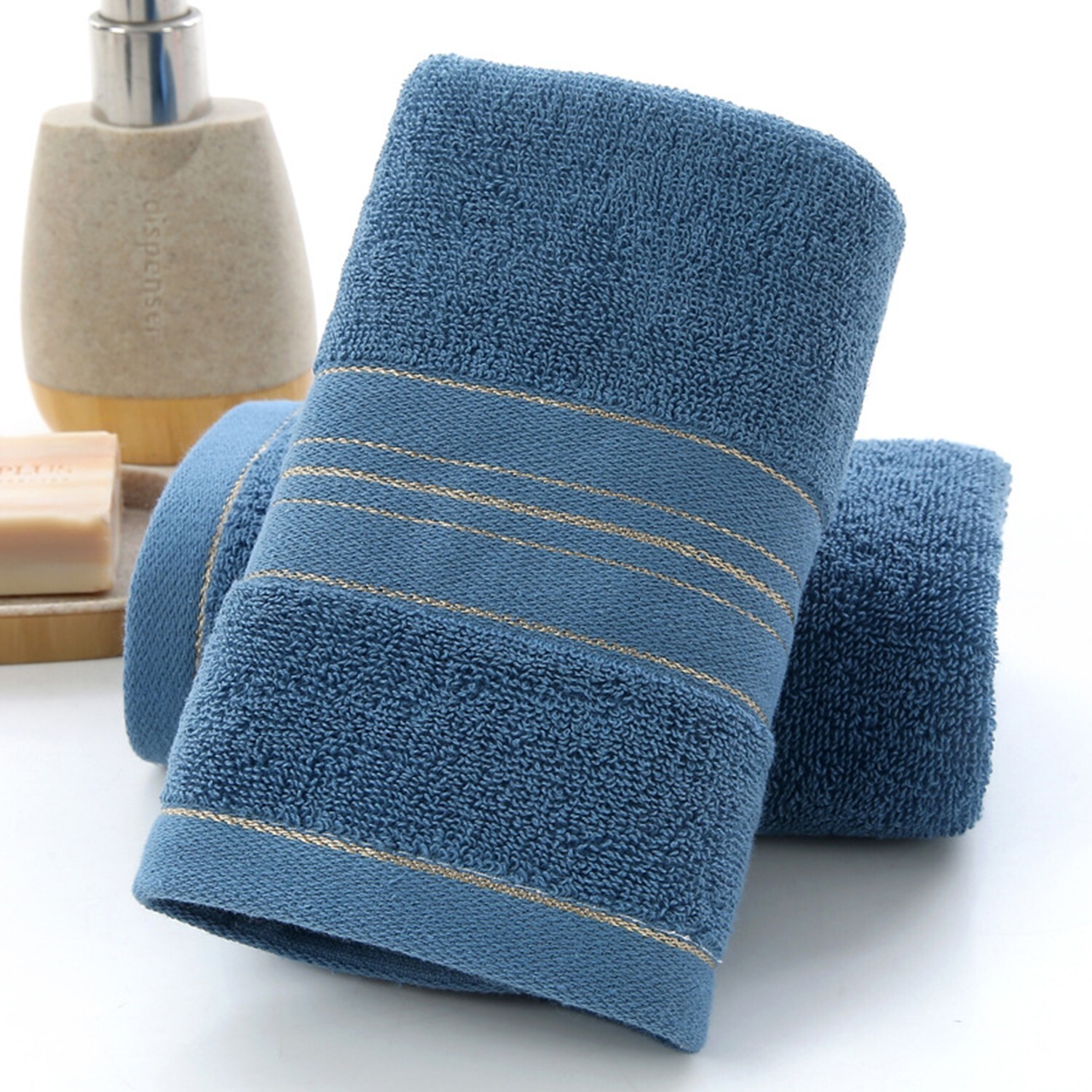 100% Cotton Premium Soft Towel 3PCS Soft Gold Luxury Absorbent Face Cloth Bath