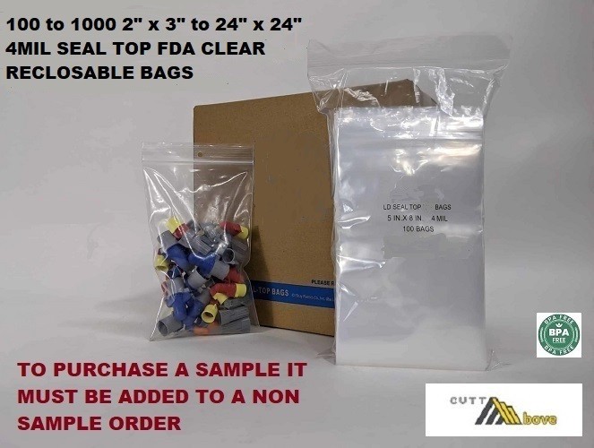 2x3 to 24x24 Clear Reclosable HD Zip Seal Lock Top Zipper Poly Bags 4Mil 4 Mil
