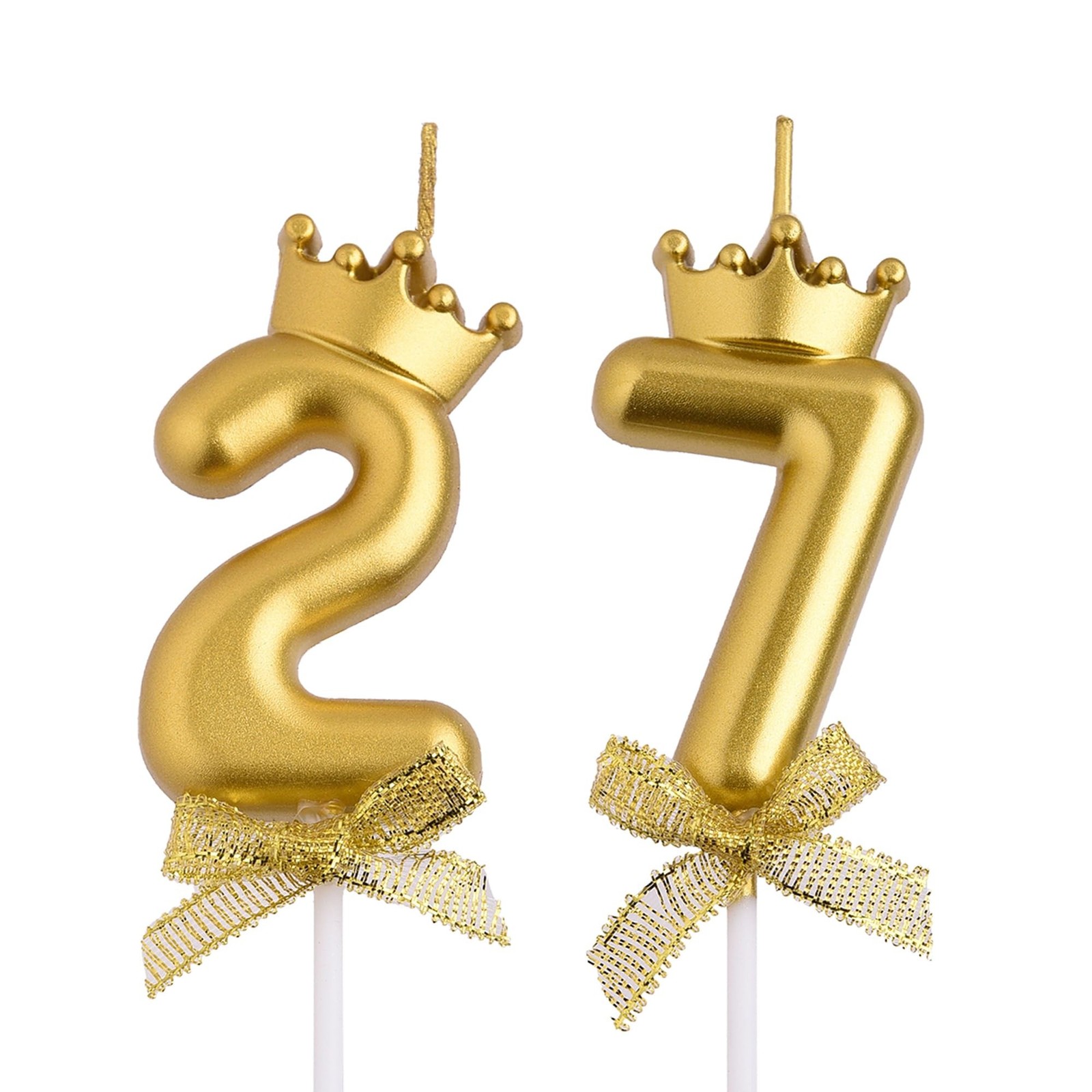 27th 72nd Birthday Candles, Gold 72 27 Year Old Number Birthday Candles, Happ...