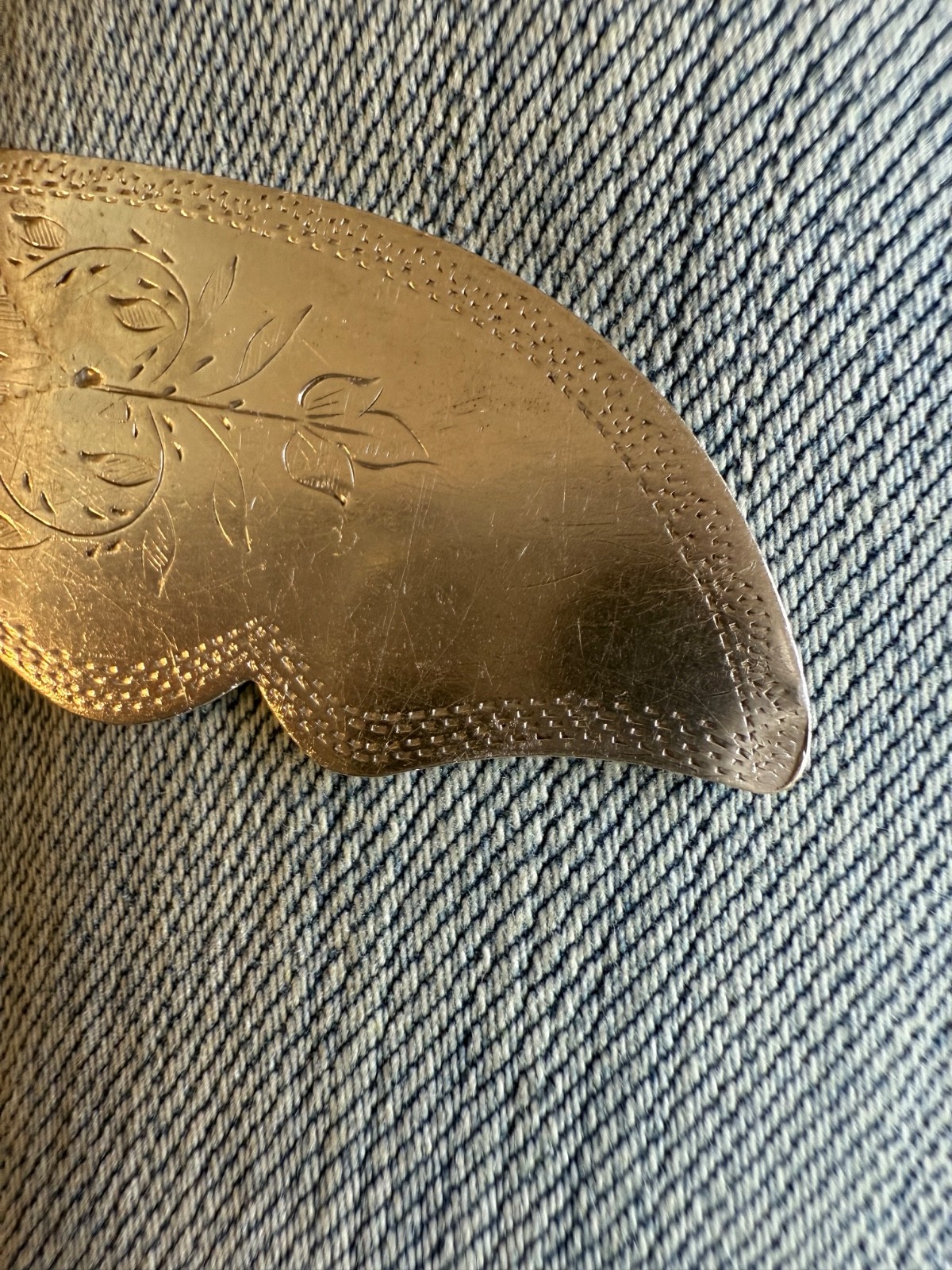 Beautiful antique Coin silver Butter knife spreader bright-cut Palmer Bachelder