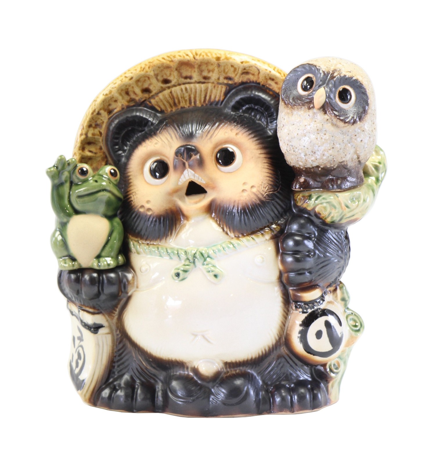 Shigaraki Ware Tanuki Raccoon Dog No. 8.5 Ceramic Figurine 10.2in Japan