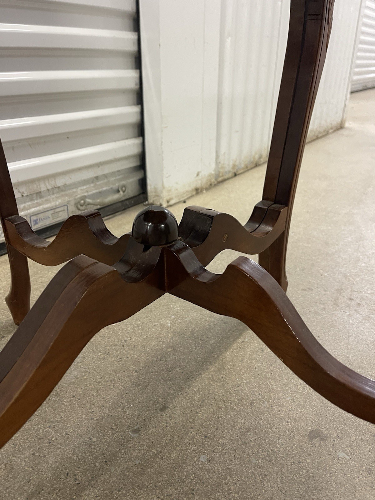 Vintage French Neoclassical Inlaid Marquetry Wood Side Table Ornate Legs Glass