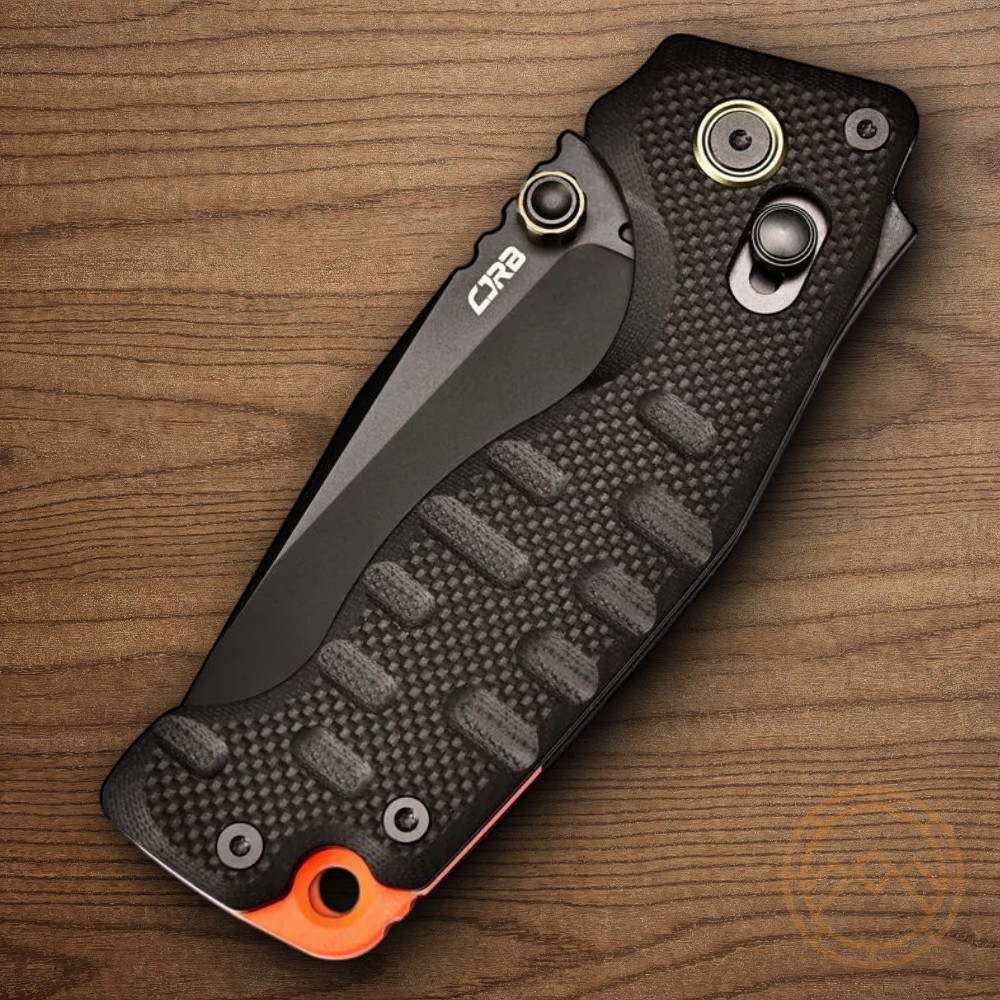 CJRB Doubletap Folding Knife 3⅞" D2 Tool Steel Drop Point Blade Black G10 Handle