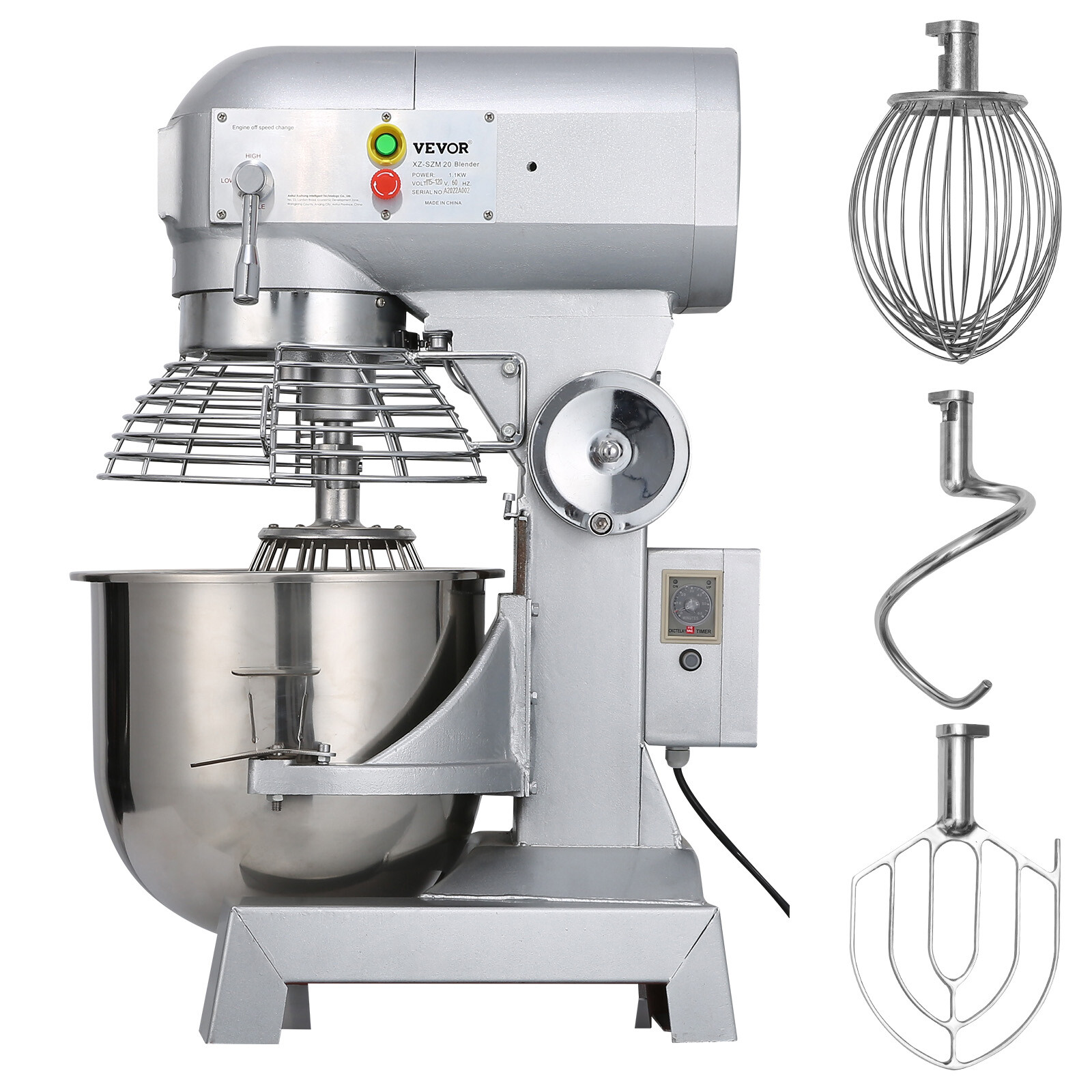 VEVOR Commercial 30Qt Dough Mixer Food Mixer Stand Bakery Mixer 3 Speeds 1100W