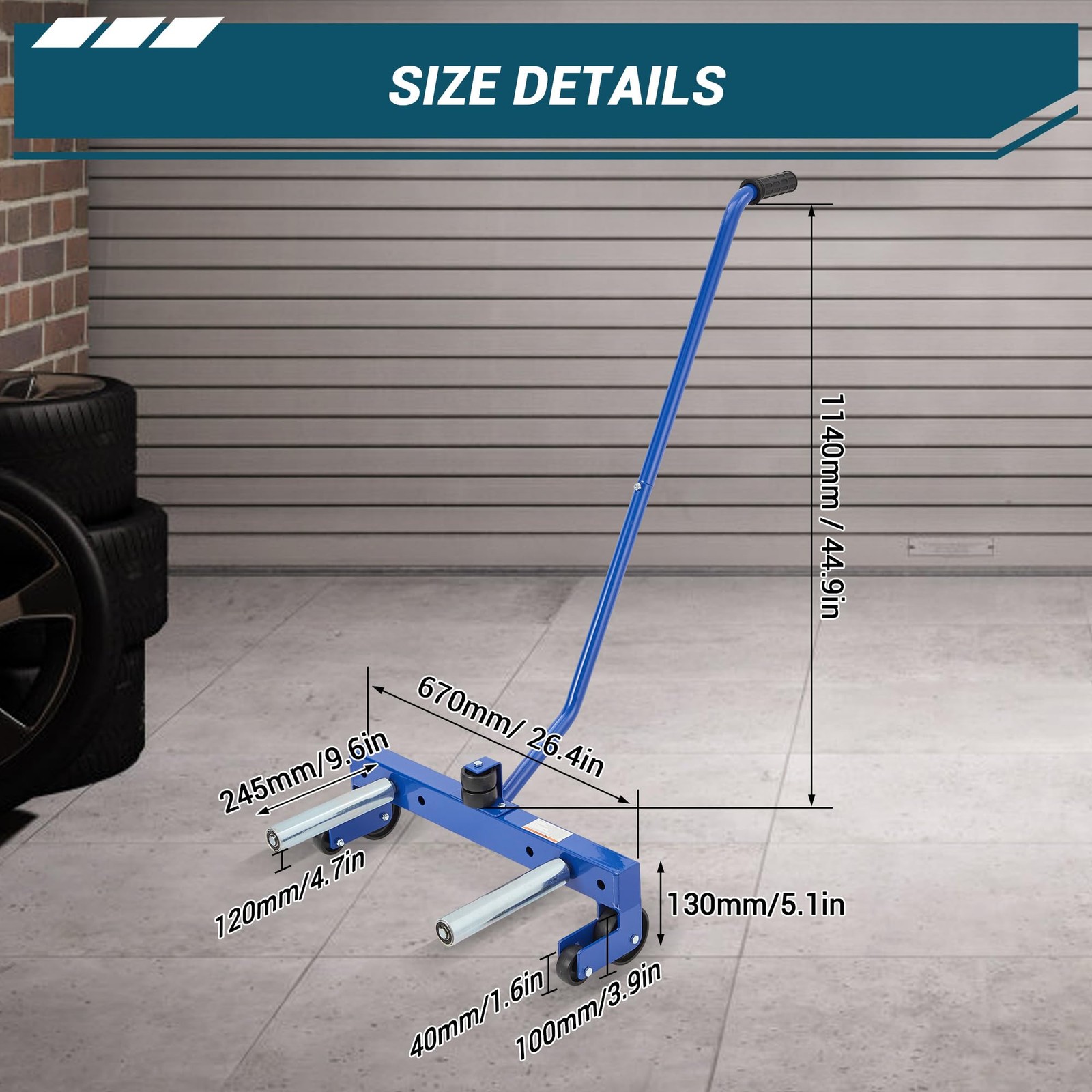 500LBS Lift Tire Dolly, Wheel Dolly Truck Tire Wheel Dolly Tire Moving Cart Tool