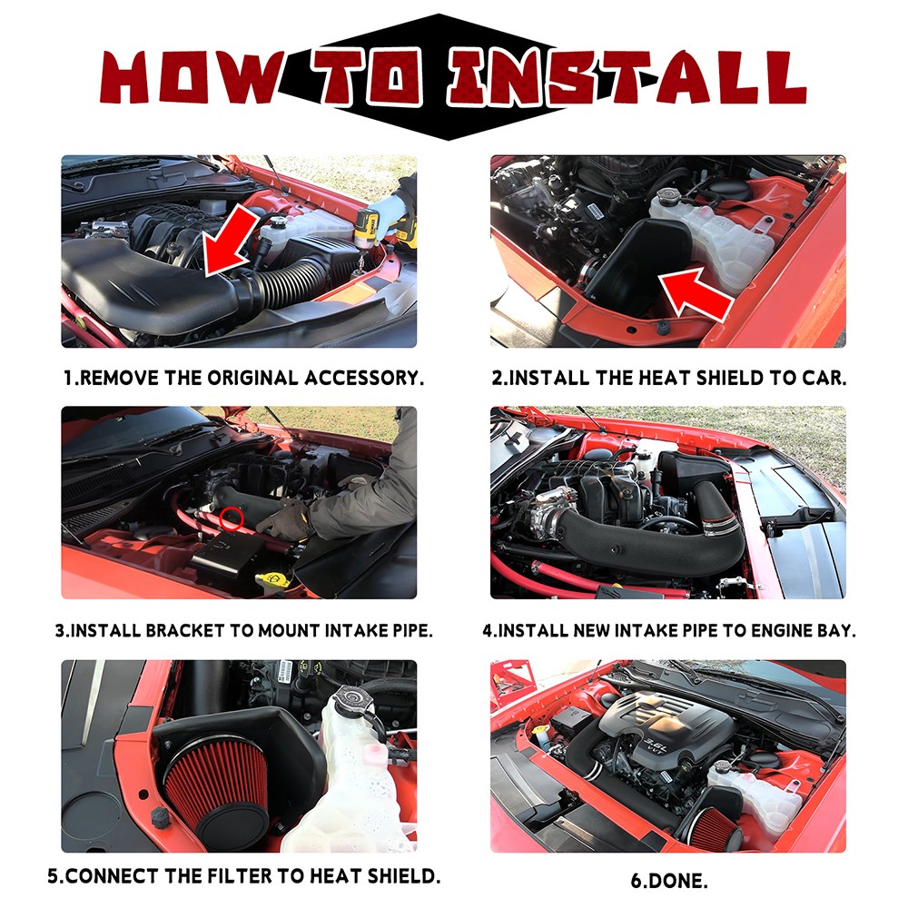 Cold Air Intake & Heat Shield for 2011-2023 Dodge Challenger Charger 3.6L V6