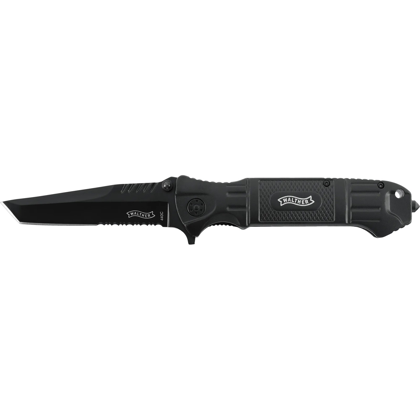 Walther BTTK Black Tac Tanto Folding Knife 4" 440 SS Partial Serrated 5.071