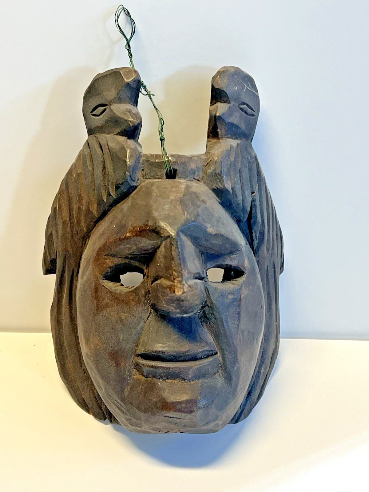 Antique Native American indian Hand Carved Totem Style Wooden Wall Hanging Mask